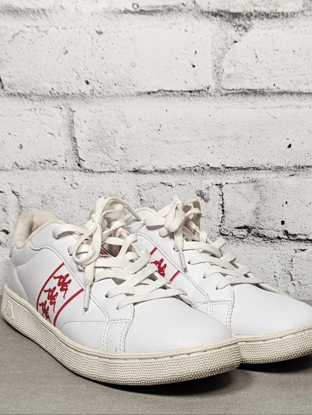 Kappa White Red Logo Sneakers Low Top Casual Shoes Men’s Size 10